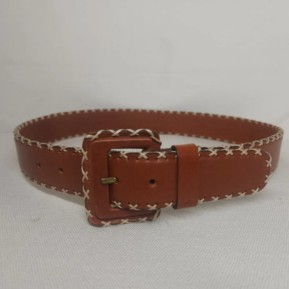 Nordstorm Girls Large Brown Western Wide Belt Braided Edges Leather